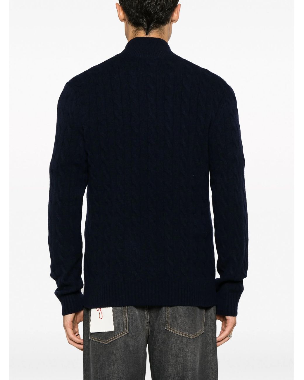 Polo Ralph Lauren Blue Cable-Knit Quarter-Zip Jumper for men