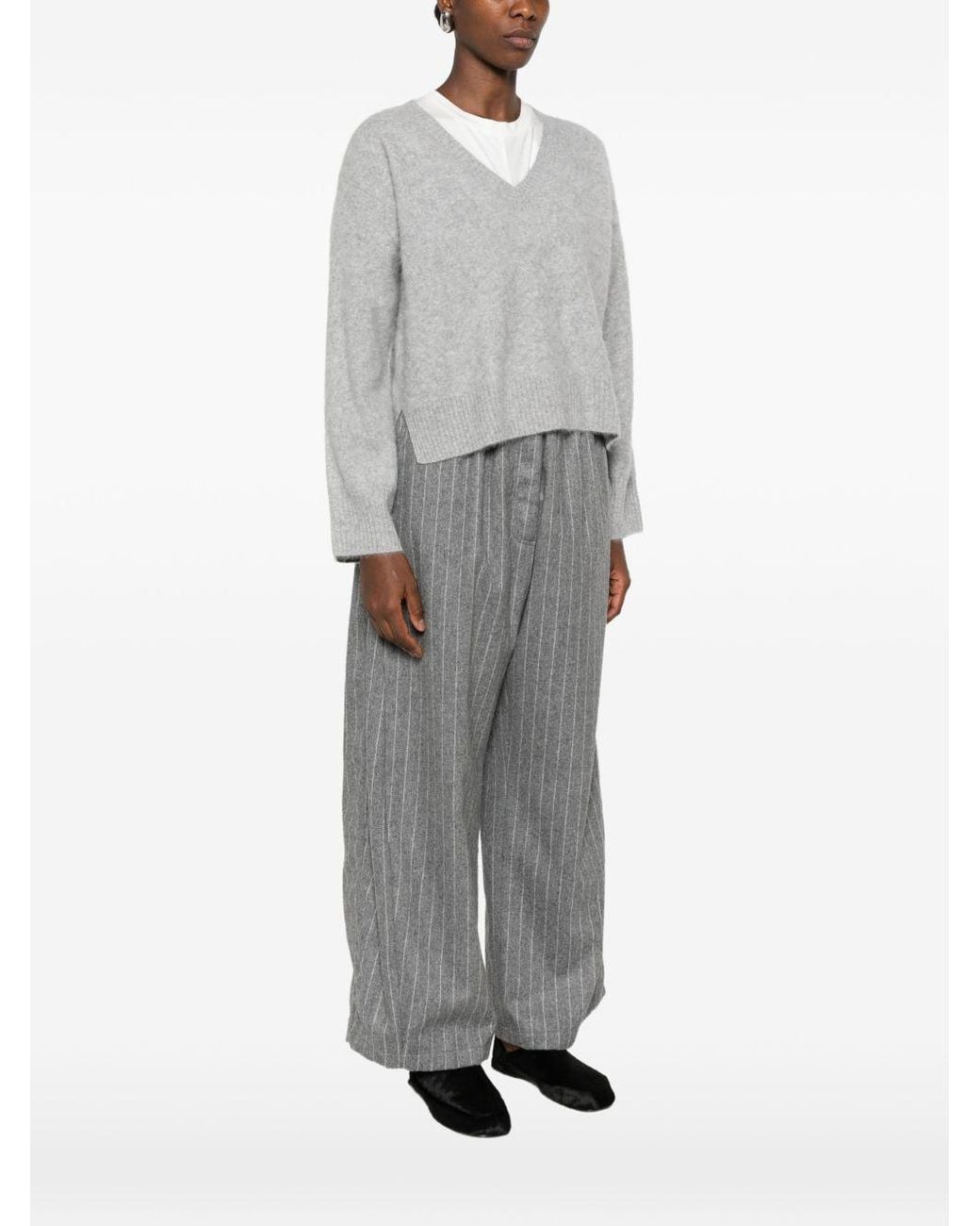 C.t. Plage Gray Wool V-Necked Jumper