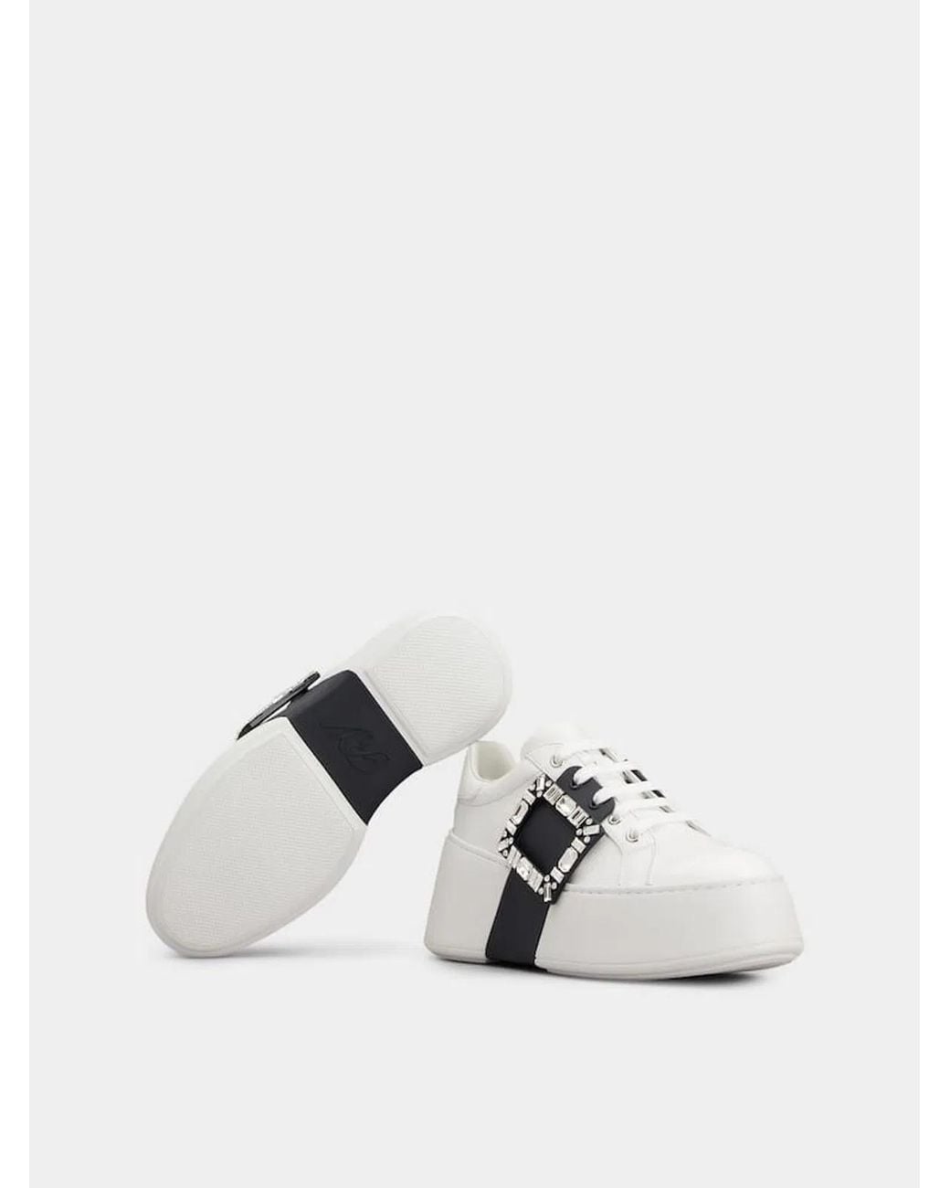 Roger Vivier White Viv Skate Sneaker High Sole