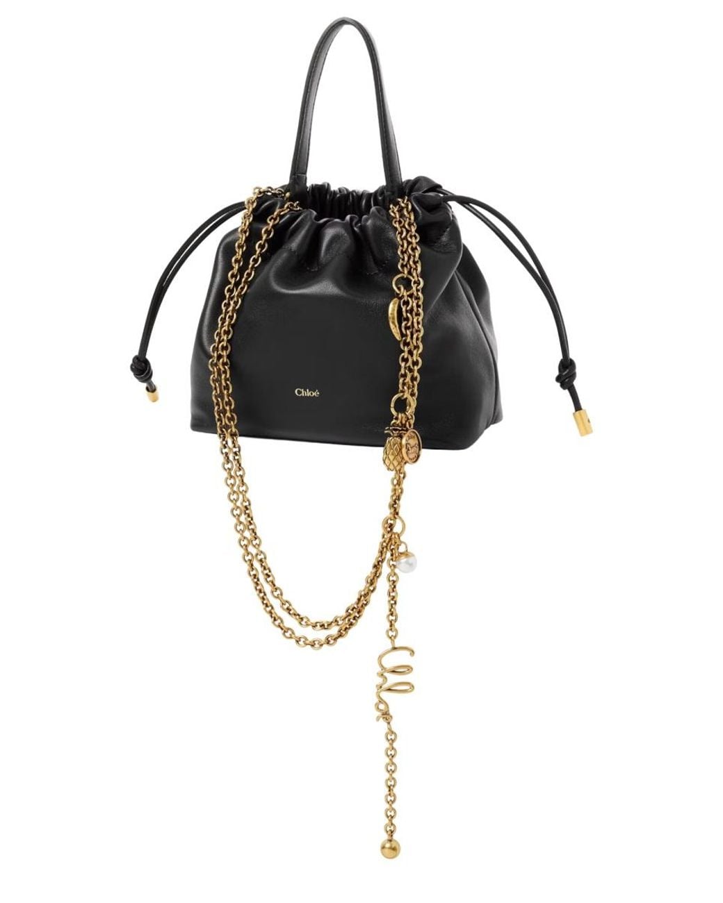 Chloé Black Mini Icons Leather Bag With Chain