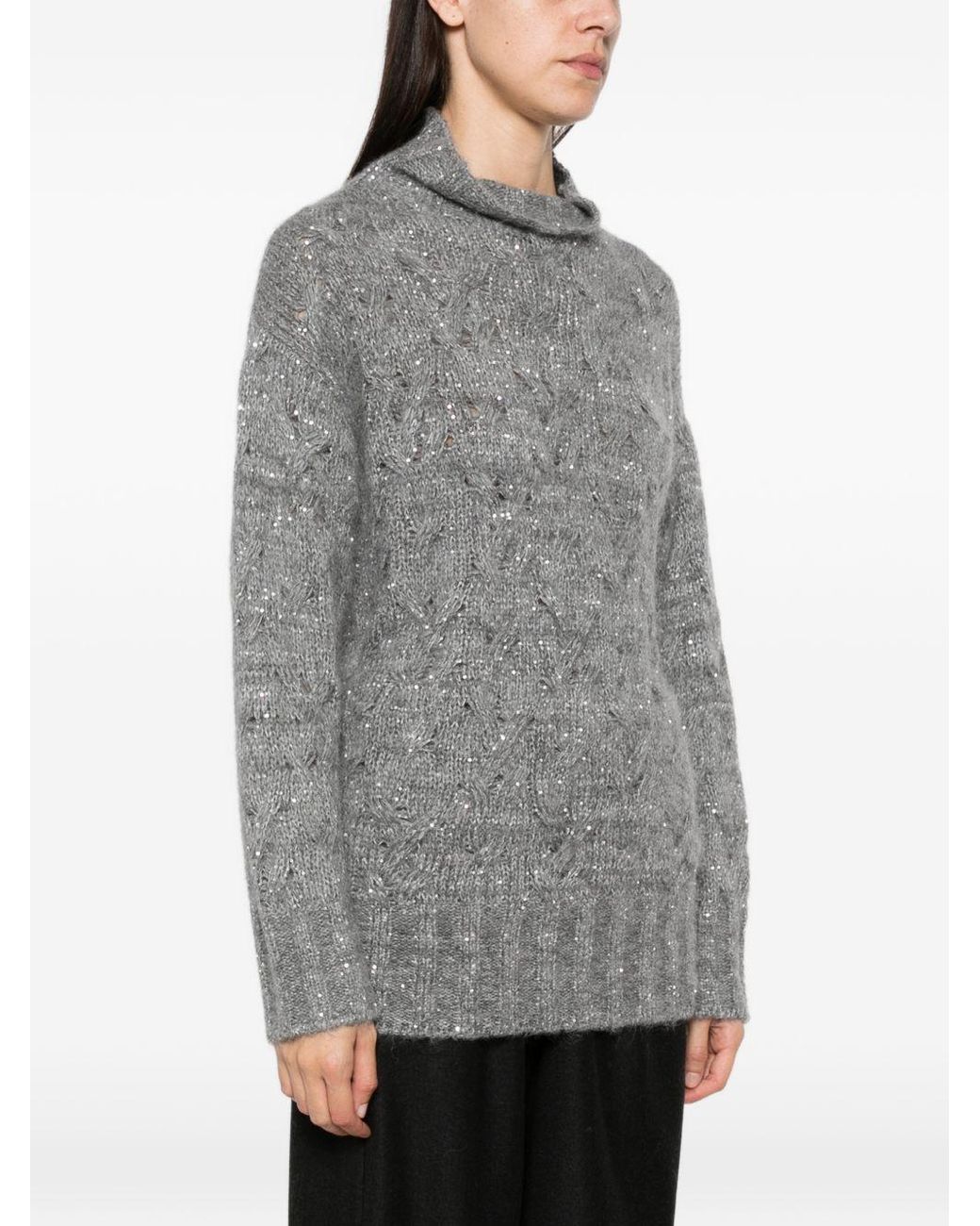 Fabiana Filippi Gray Wool Blend Turtle-Neck Sweater