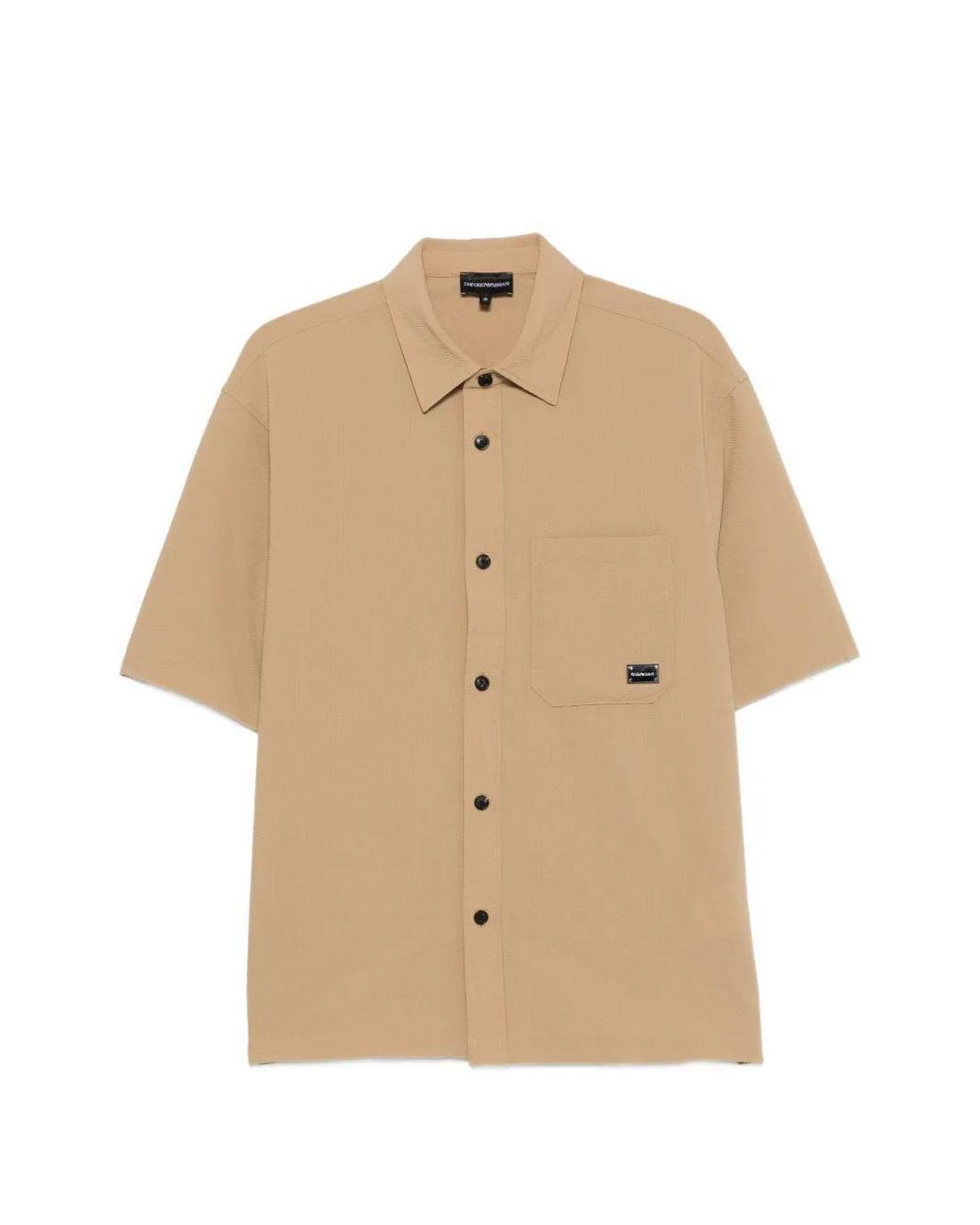 Emporio Armani Natural Shirt With Logo Plaque And Short Sleeves for men