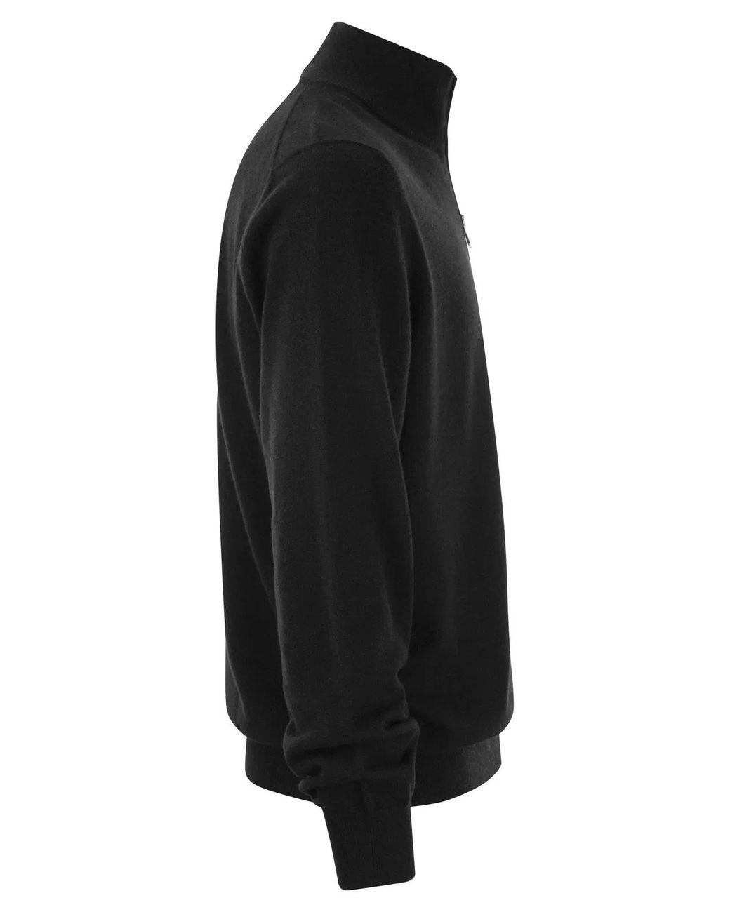 Brunello Cucinelli Black Cashmere Turtleneck Sweater With Zip for men