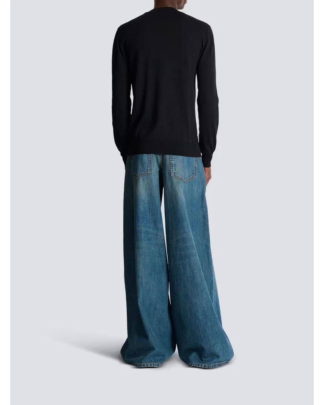 Balmain Blue Cotton Sweatshirts Crew Neck