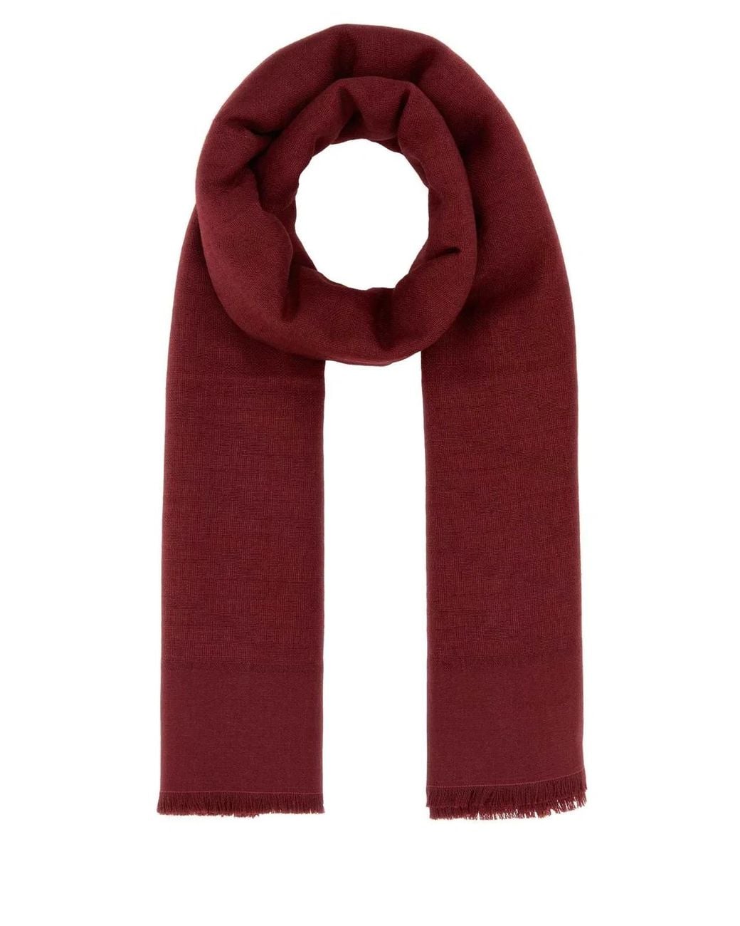 Fendi Red Burgundy Wool Blend Scarf