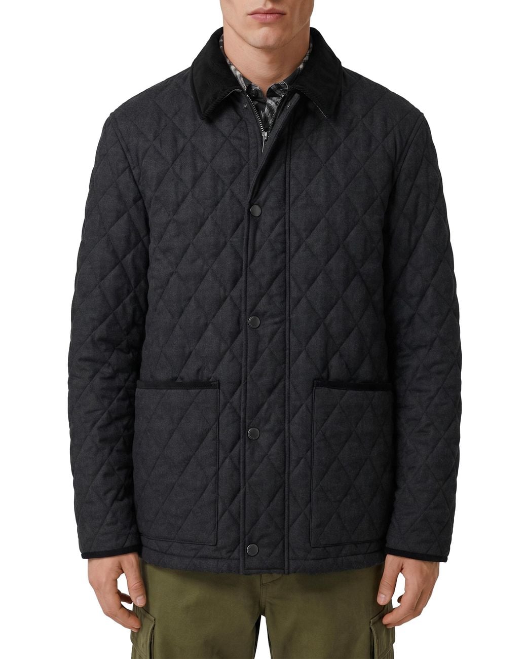Burberry Black Haddington Diamond Quilted Jacket for men