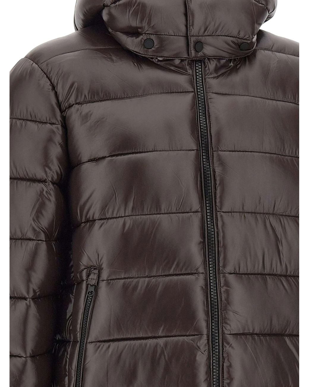 Save The Duck Gray Slouch-Hood Quilted Jacket for men