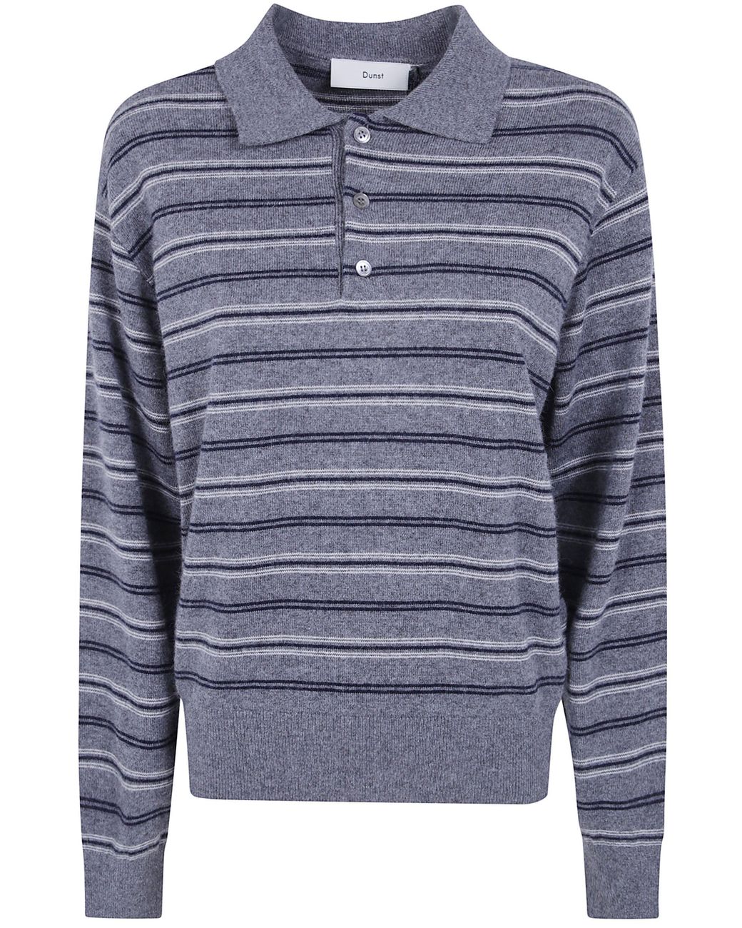 DUNST Blue Collared Striped Sweater