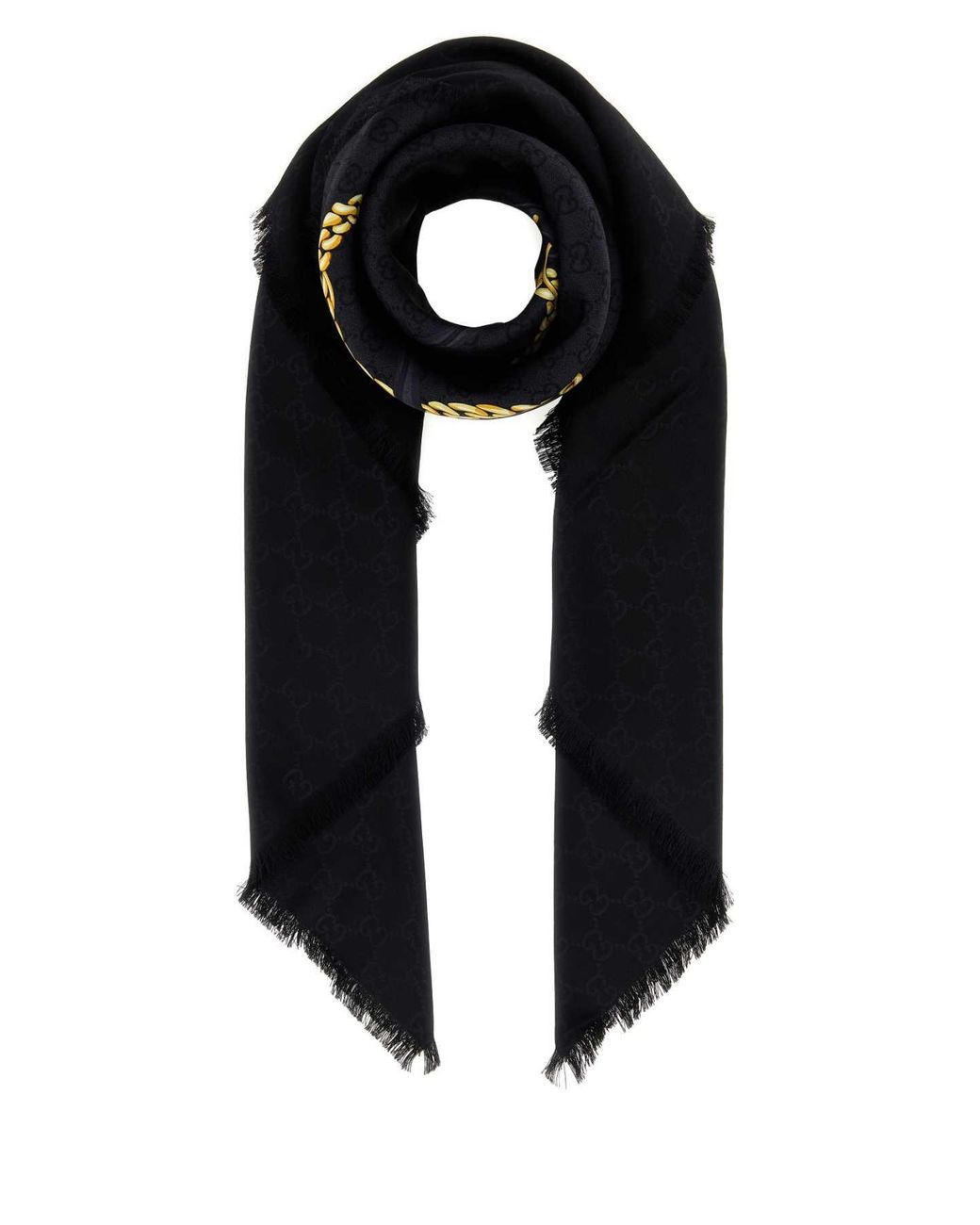 Gucci Black Printed Silk Foulard