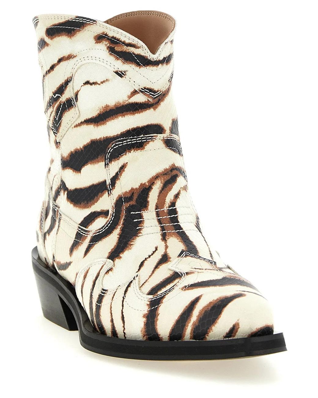Ganni White Western Ankle Boots