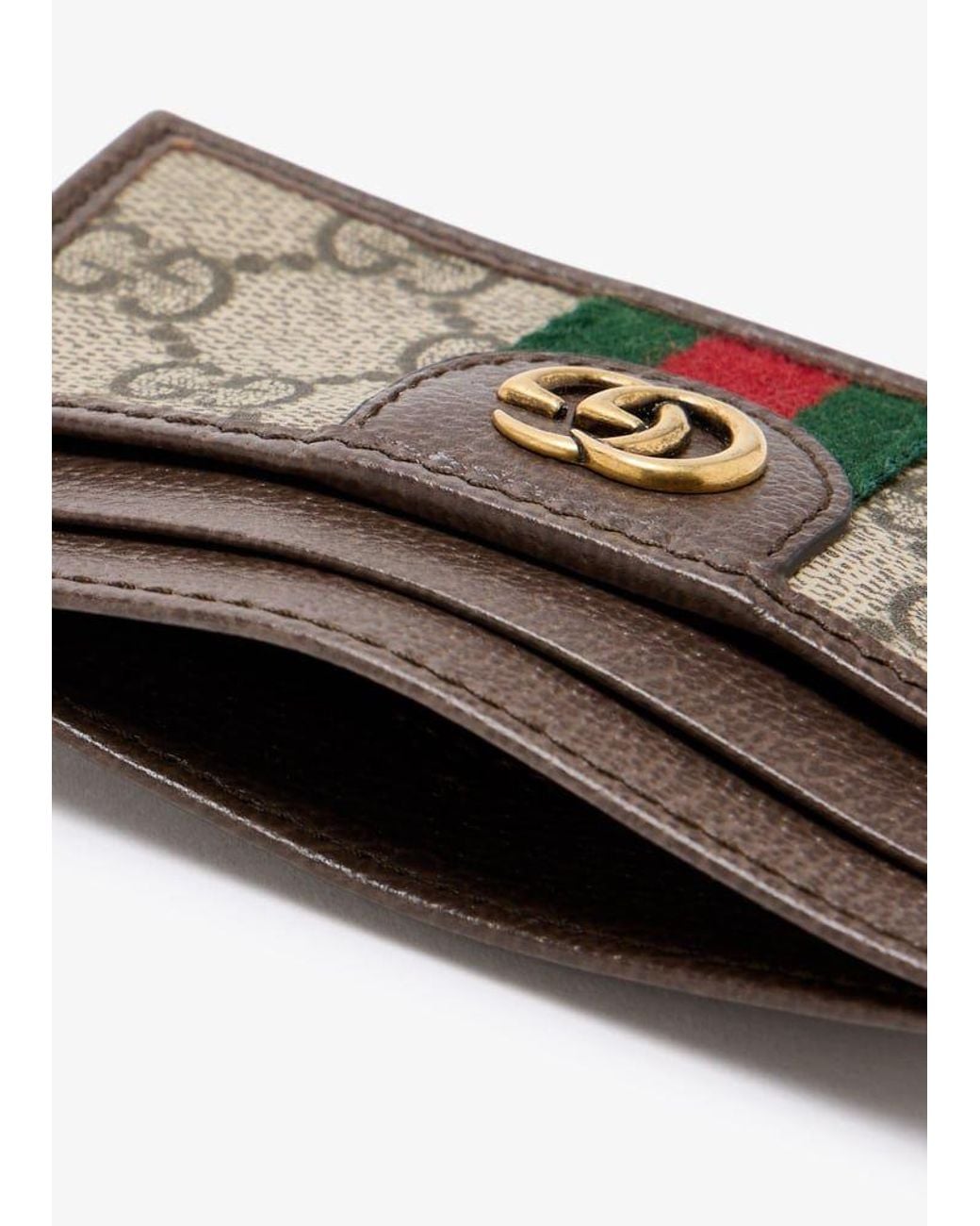 Gucci Brown Canvas Leather Stripe Wallet for men