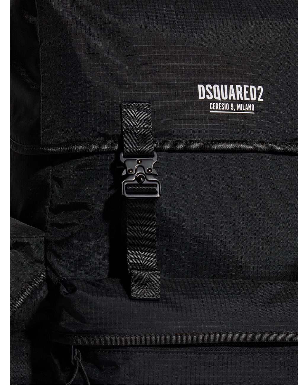 DSquared² Black Ceresio 9 Logo Ripstop Maxi Backpack for men