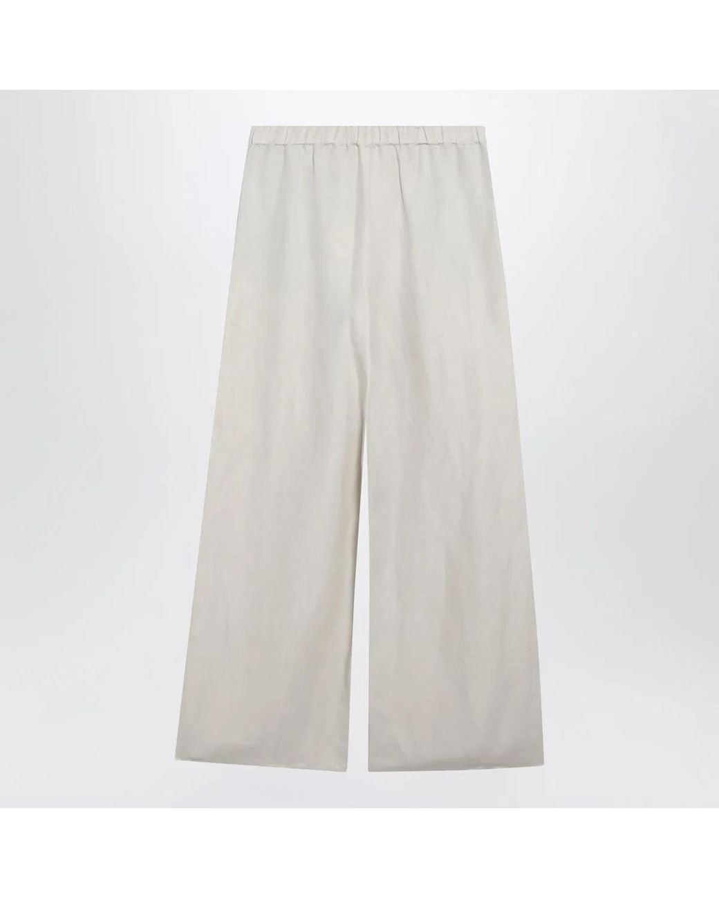 Max Mara White Wideleg Linen And Silk Twill Trousers