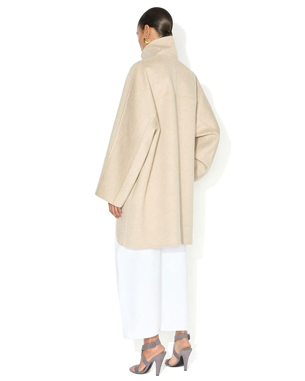 Alaïa Natural Alaia Asymmetric Double Face Cashmere Coat