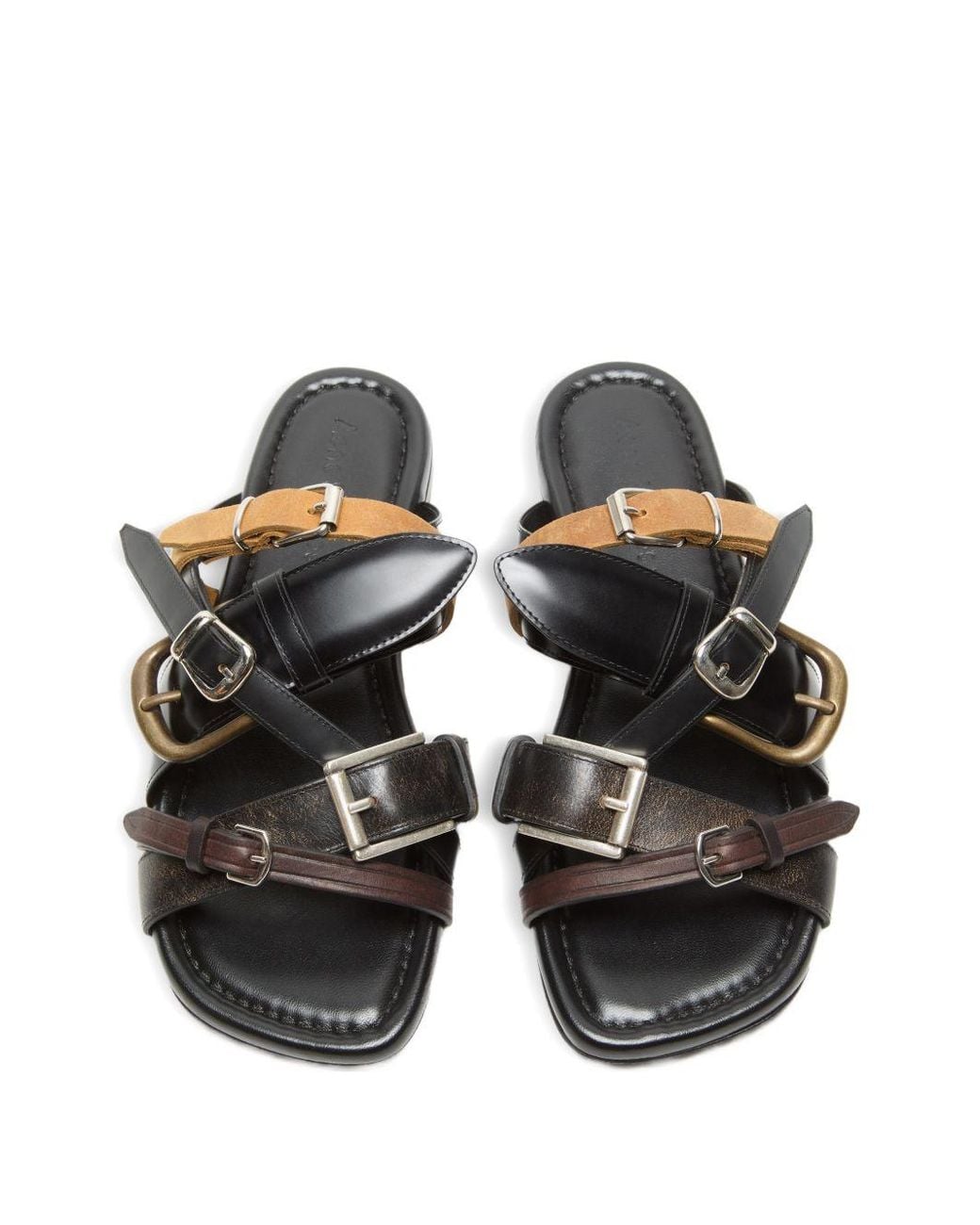 Acne Black Leather Flat Sandals