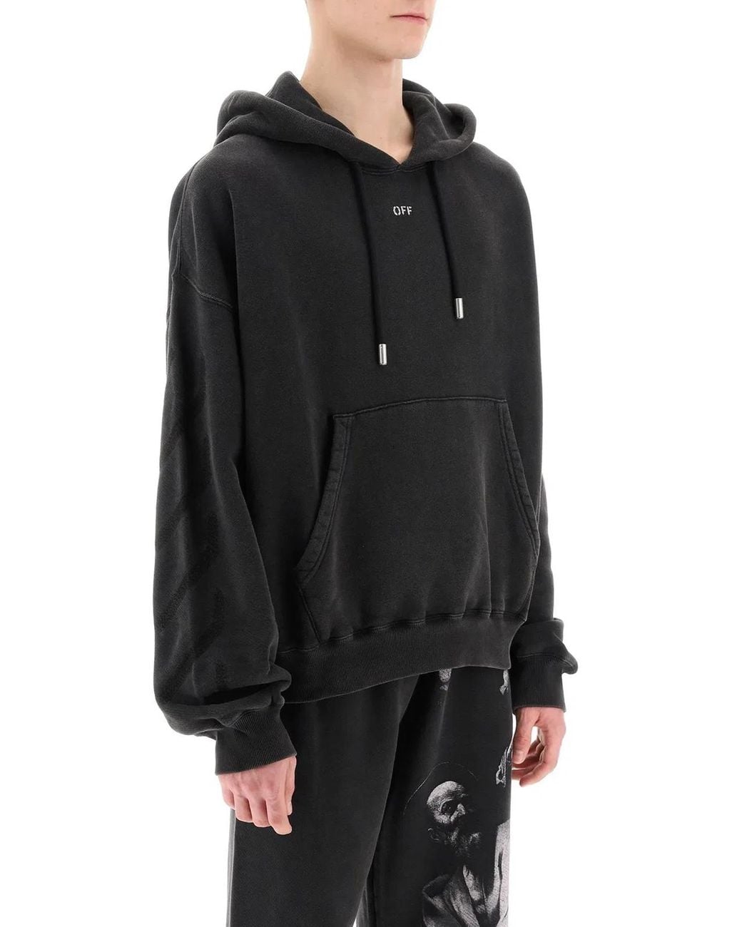 Off-White c/o Virgil Abloh Black Logo Cotton Hoodie for men