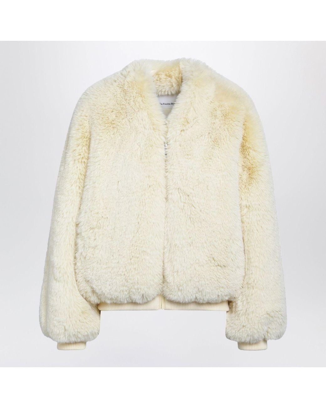 Frankie Shop Natural Butter Faux Fur Bomber Jacket