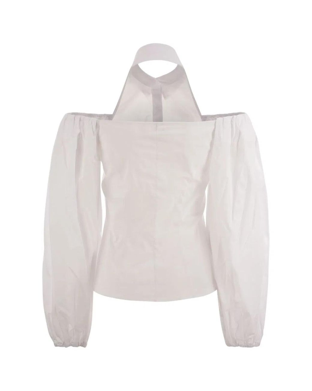 MVP WARDROBE White Cotton Shirt With Balloon Sleeves