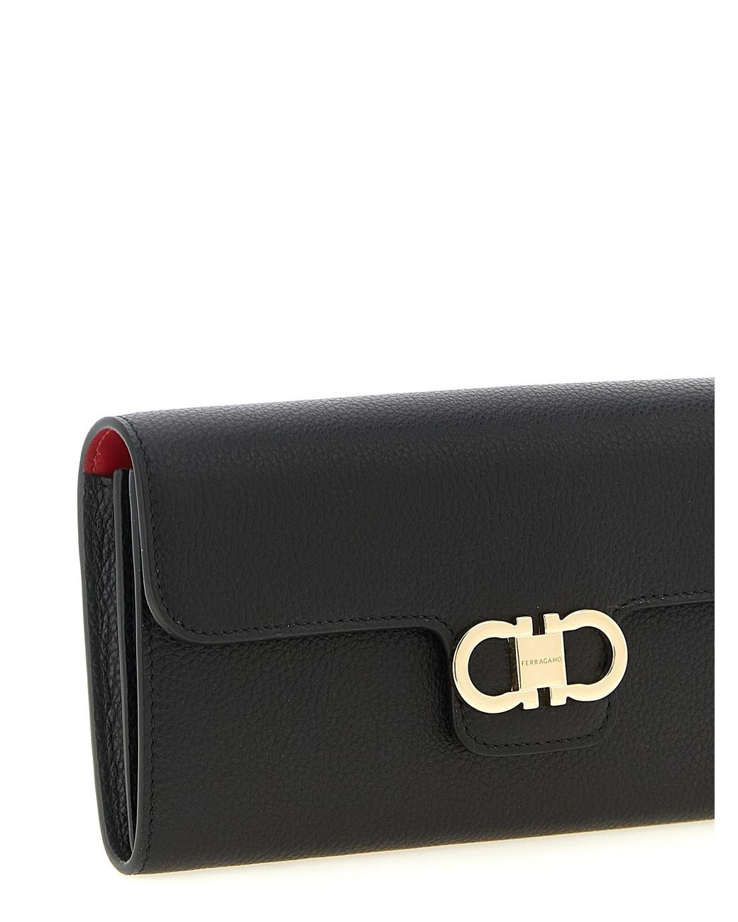 Ferragamo Black 'Gancini' Wallet On Chain