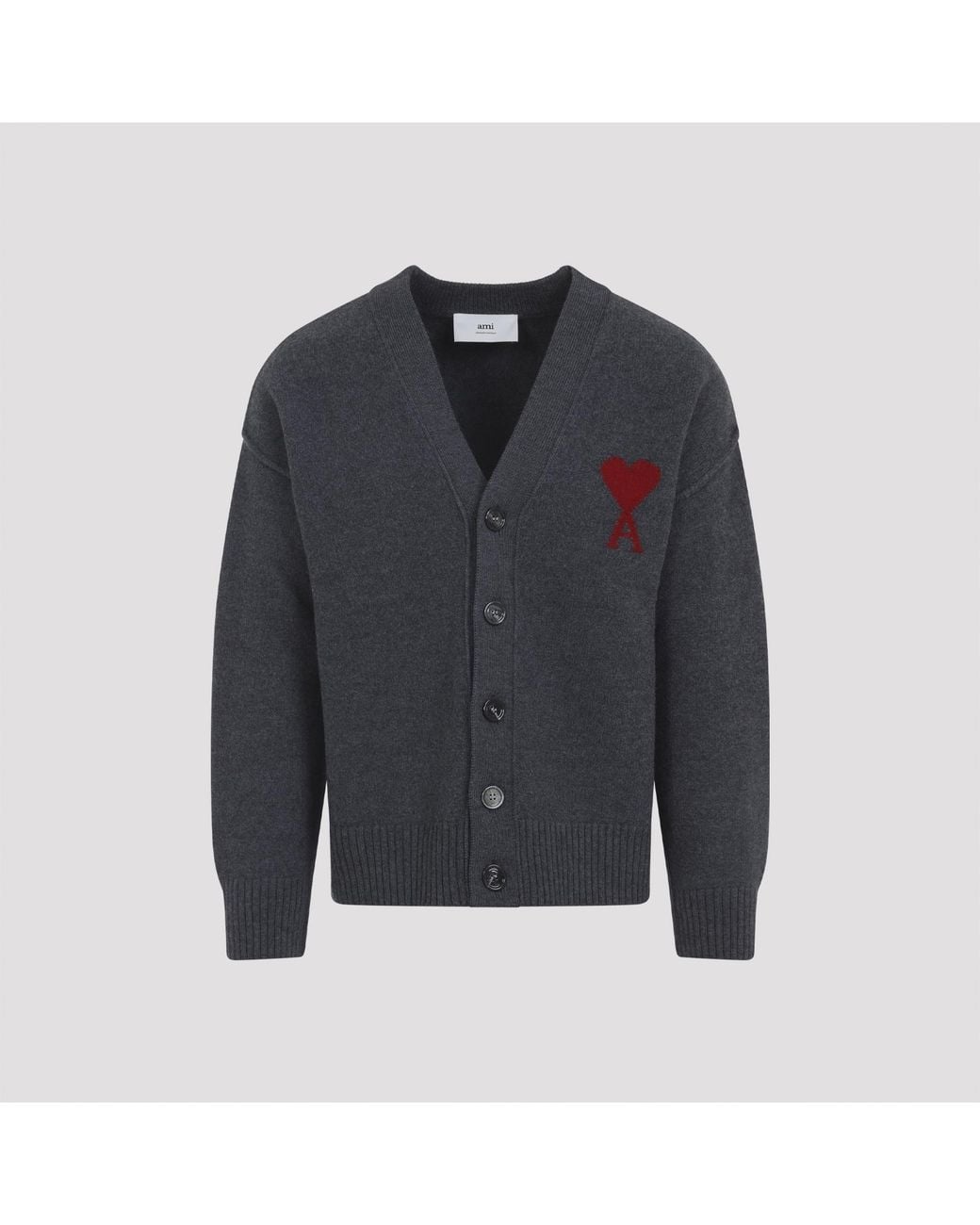 AMI Blue Bwool Ami De Coeur Cardigan for men