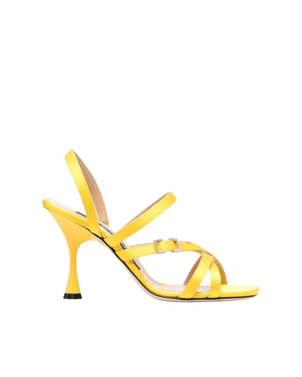 Sergio Rossi Metallic Crepe Satin Leather Heeled Sandal