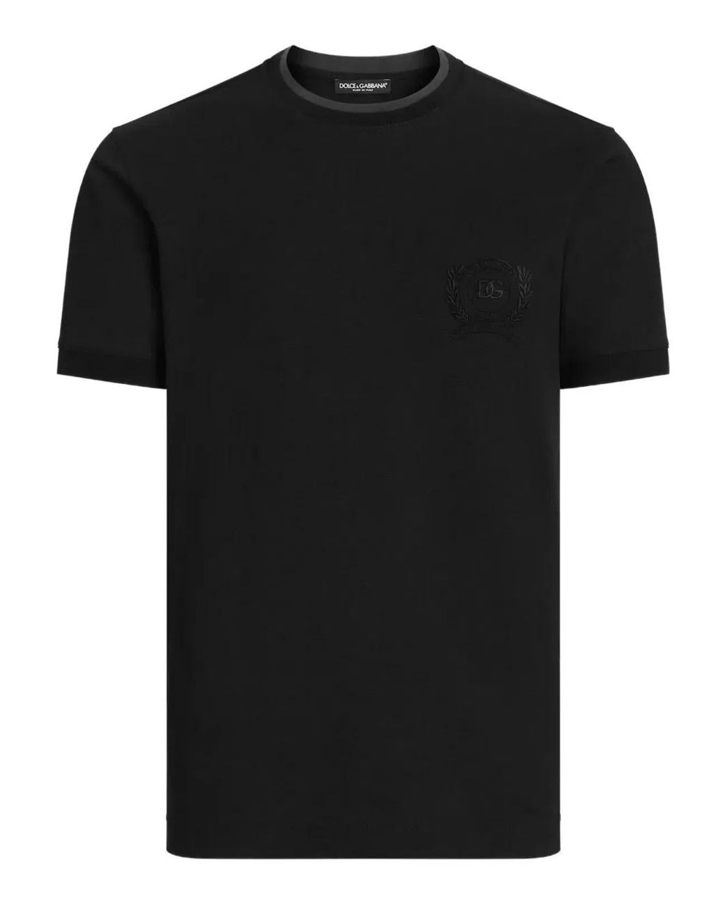 Dolce & Gabbana Black Dolce & Gabbana Embroidered Logo Tee for men