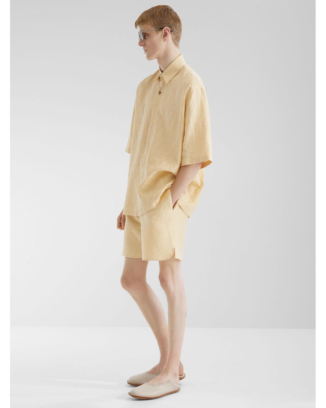 Fendi Natural Linen Bermuda-Shorts for men