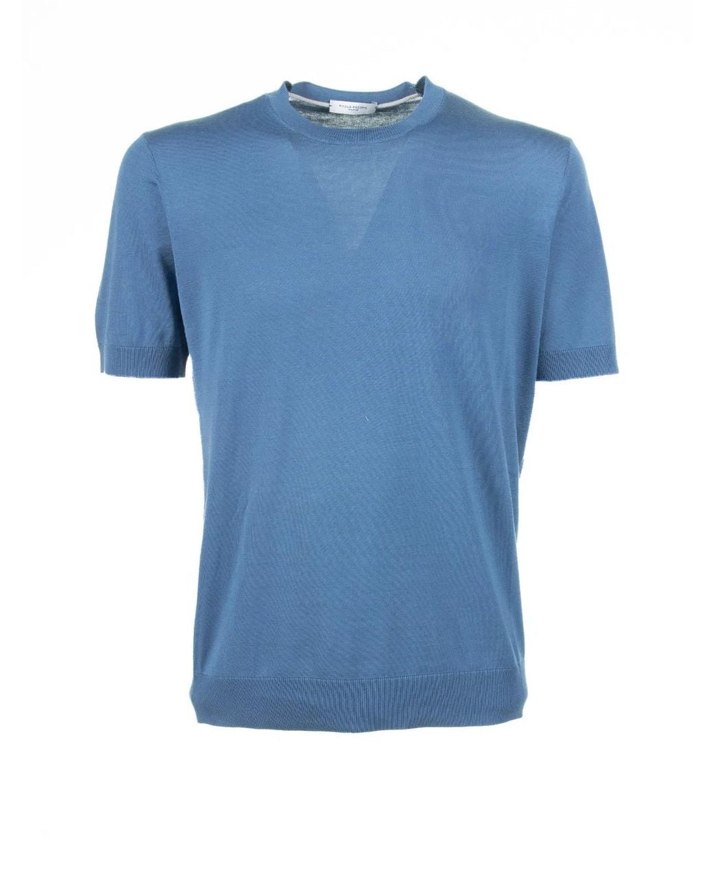 Paolo Pecora Blue Light Cotton And Silk T-Shirt for men