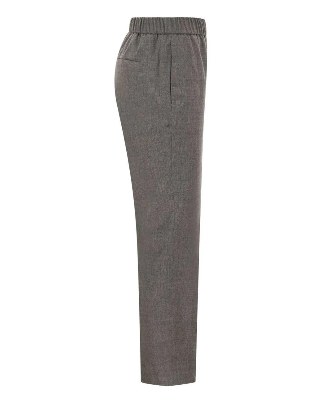 Peserico Gray Virgin Wool And Cashmere Tapered Trousers With Elasticated Waistband