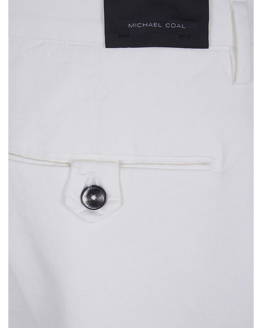 Michael Coal White Cotton & Linen Bermuda Trousers for men