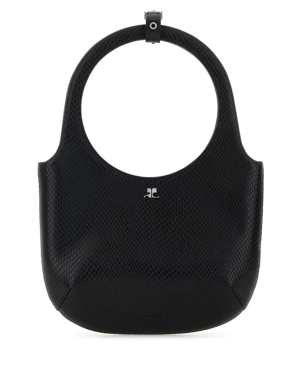 Courreges Black Leather Holy Handbag