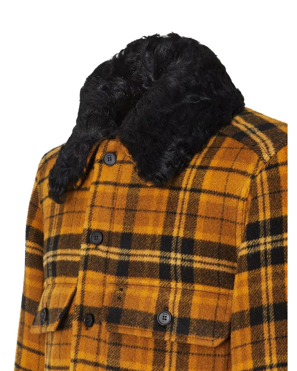 Fendi Yellow Check Wool Blouson Jacket for men