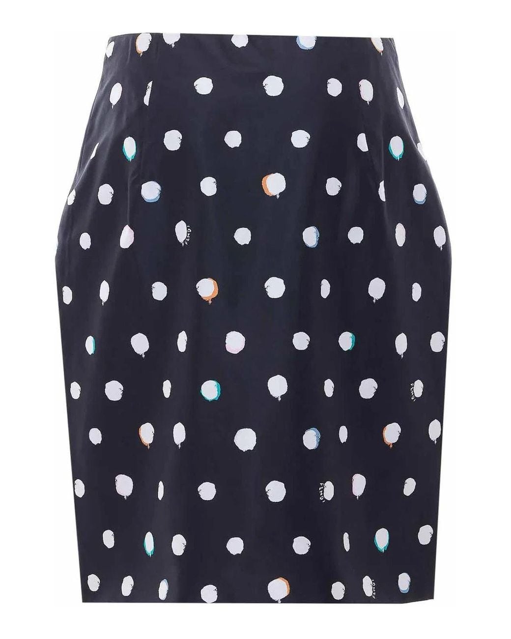 Fendi Blue Print Dots Zipped Skirt