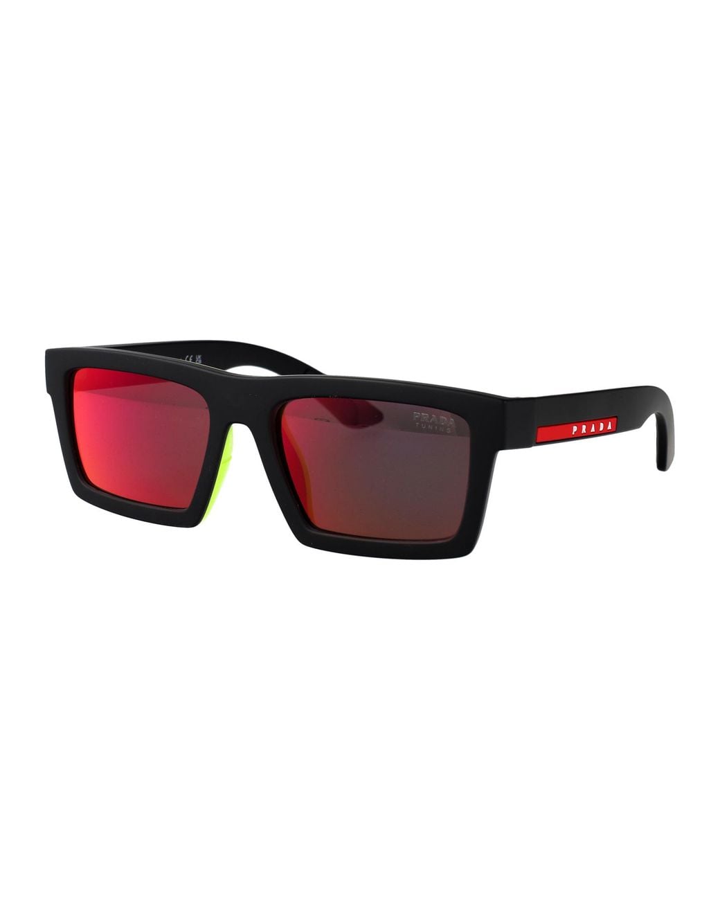 Prada Linea Rossa Black Matte Injectate Sunglasses for men