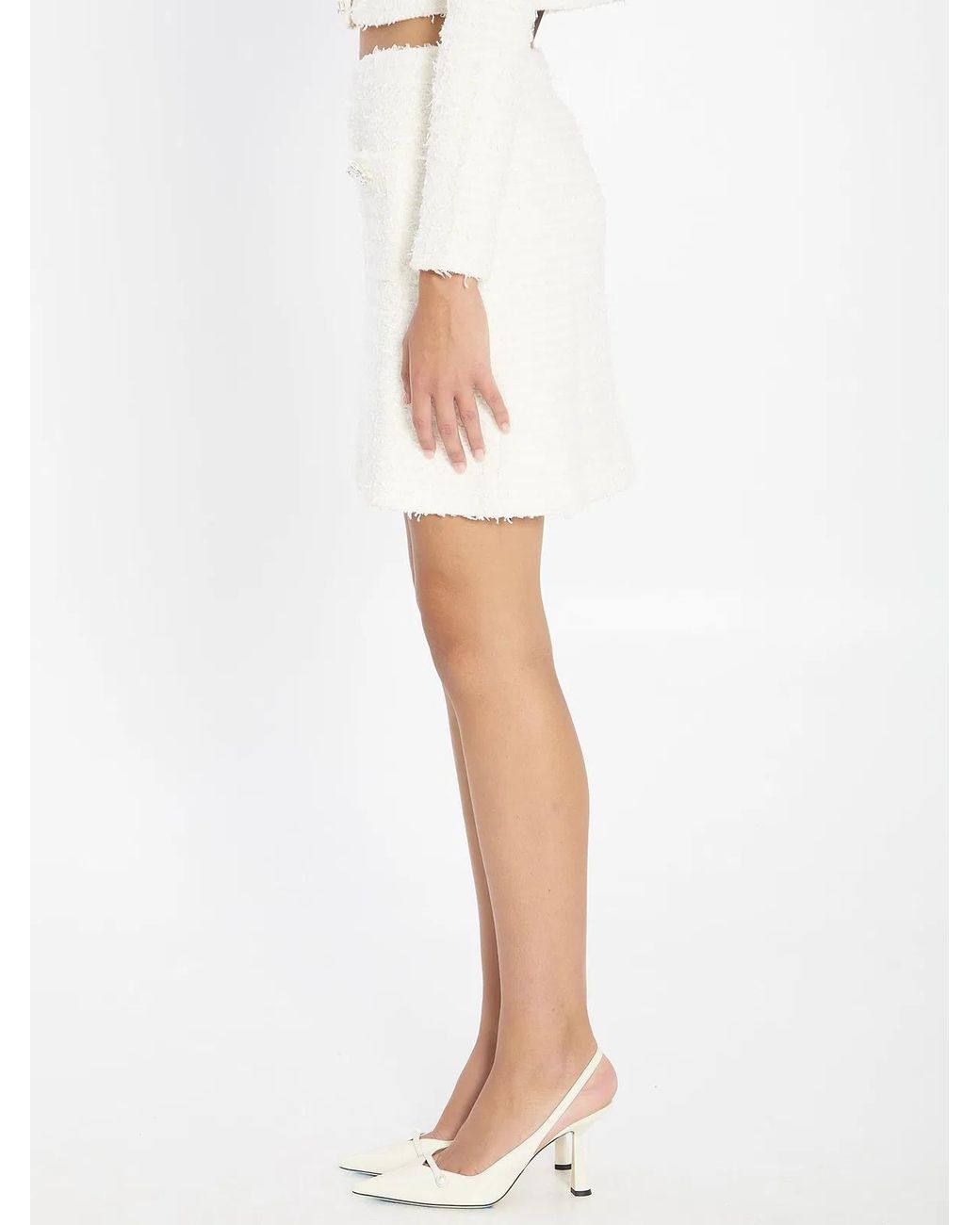 Self-Portrait White Wool Blend Cardigan