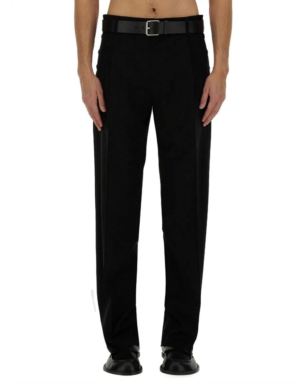 Moschino Black Regular Fit Wool Pants for men