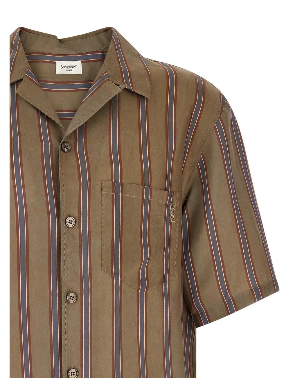 Saint Laurent Brown 'Cassandre' Striped Shirt for men