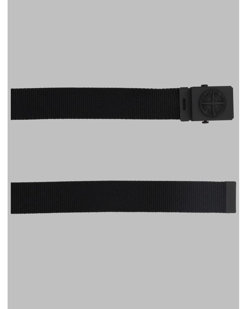 Stone Island Black Kids Web Belt With Logo Buckle