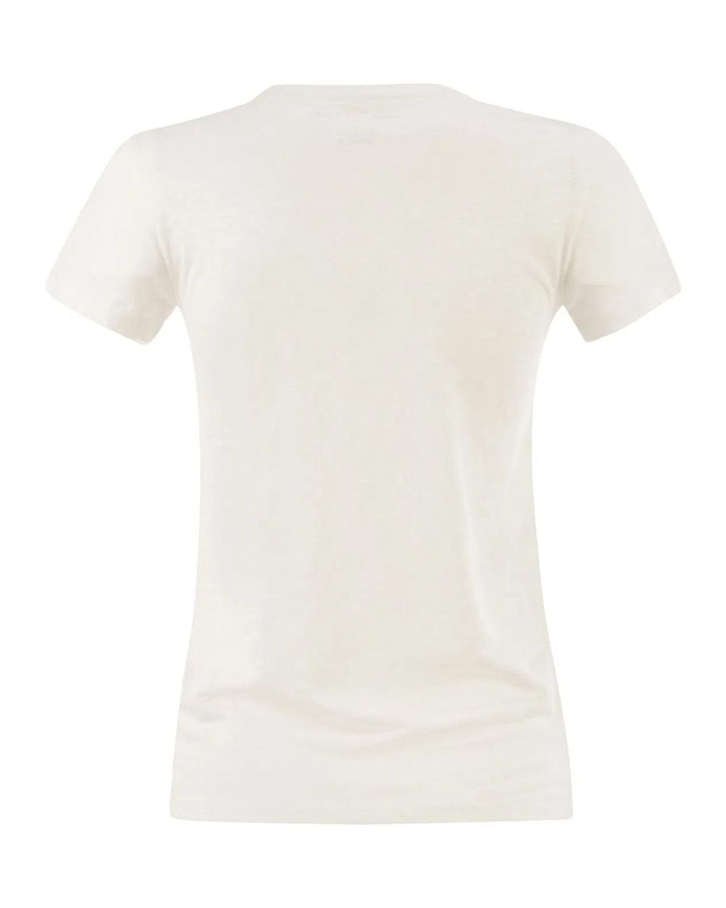 Majestic White Stretch Linen T-Shirt With Round Neckline