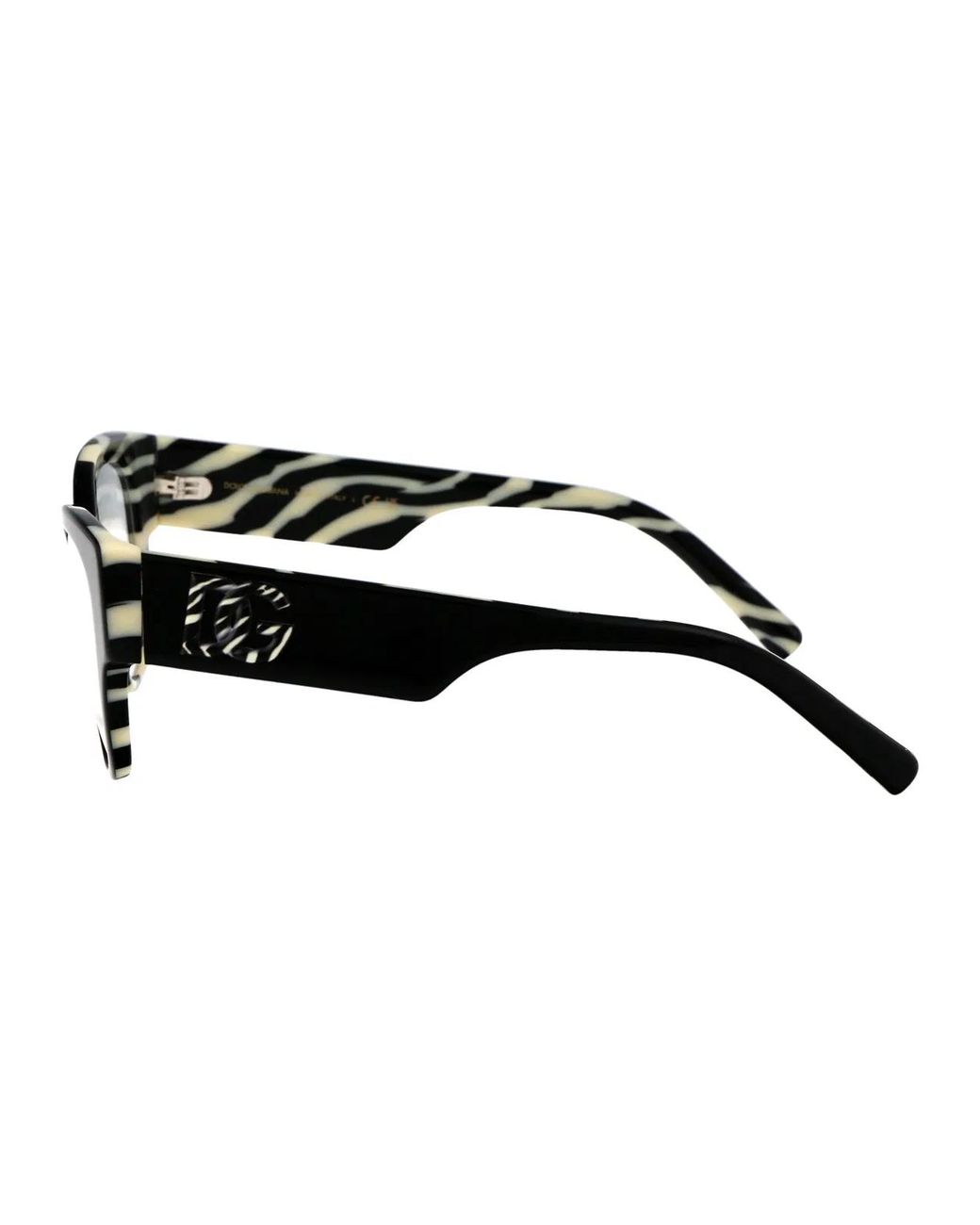 Dolce & Gabbana Black Dolce & Gabbana On Zebra Acetate Optical Glasses