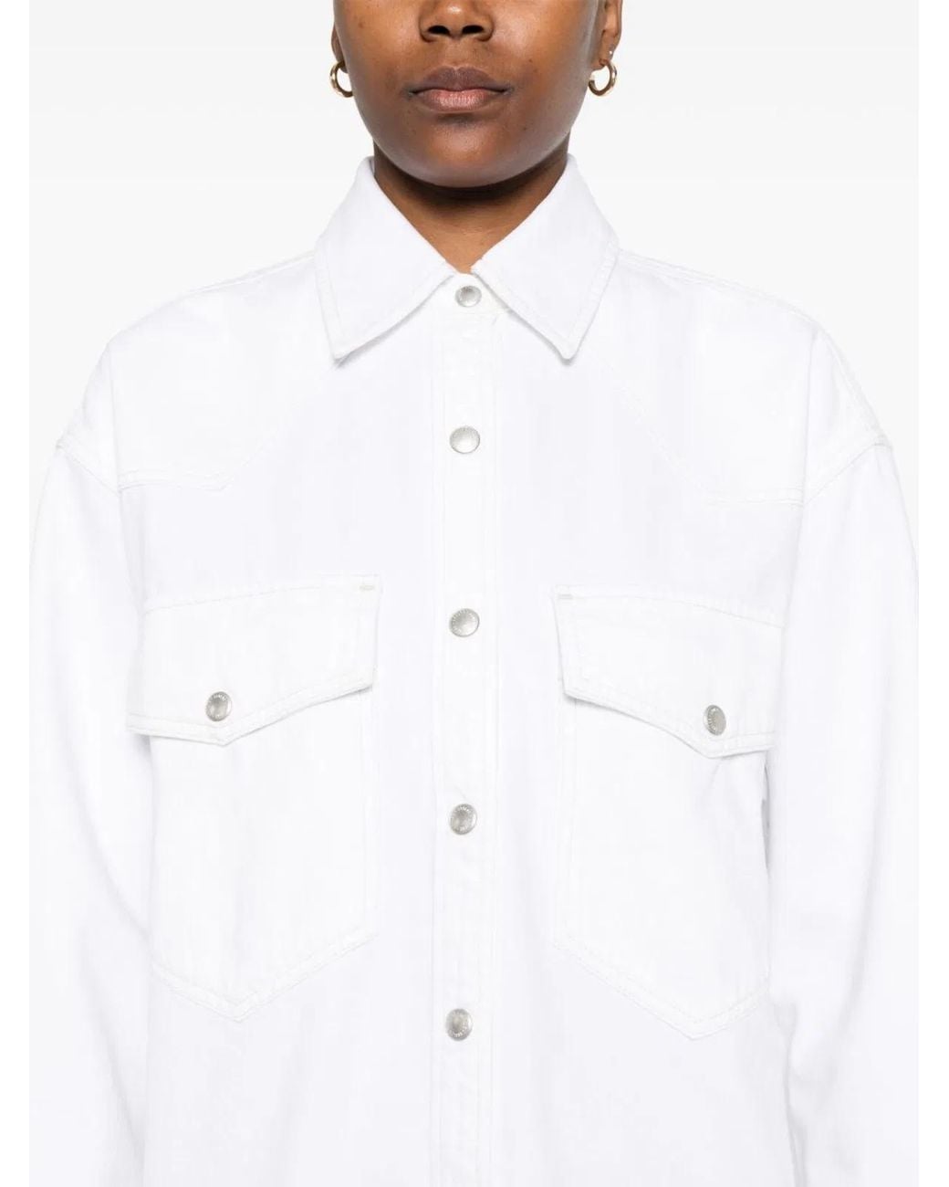 Agolde White Press-Stud Shirt