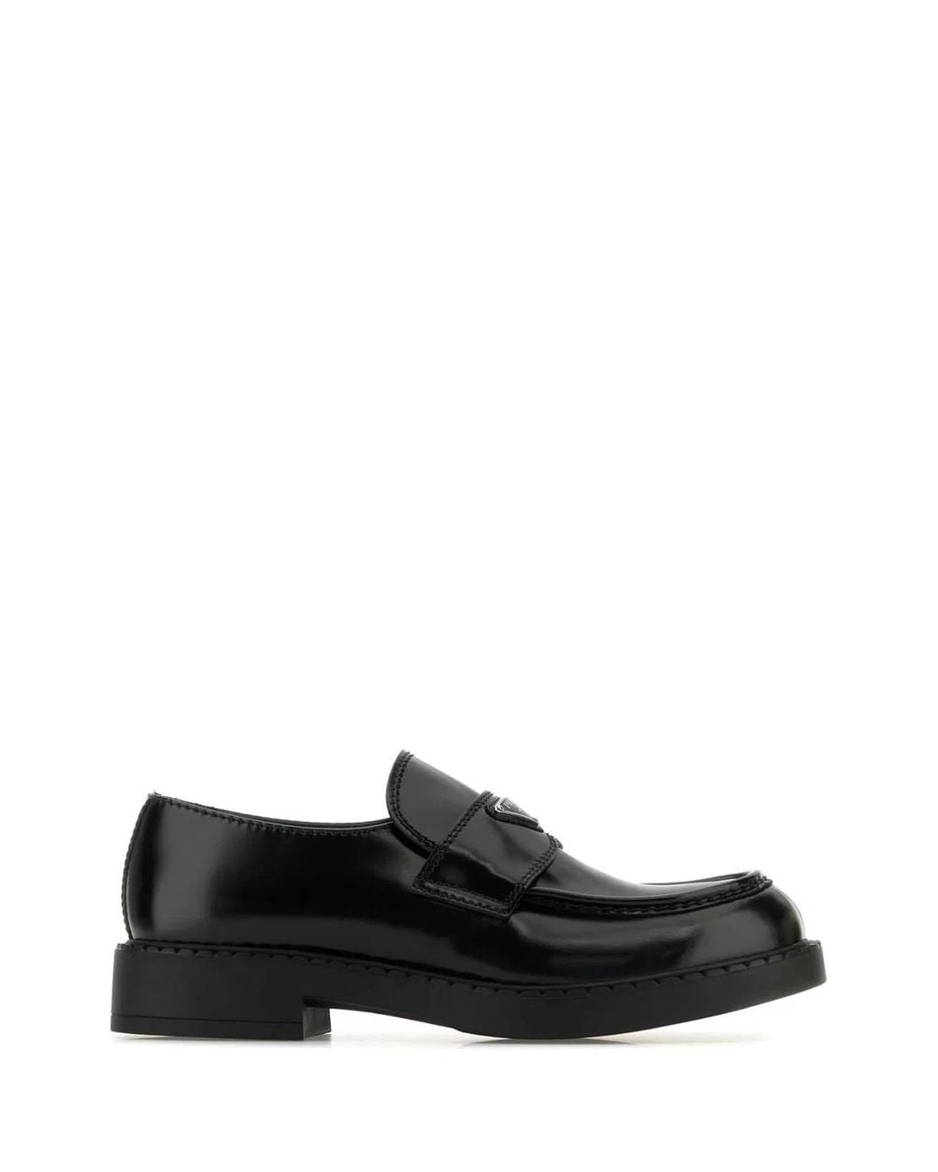 Prada Black Leather Chocolate Loafers for men
