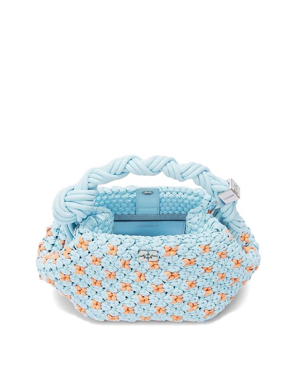 Ganni Blue Mini Bou Braided Tote Bag