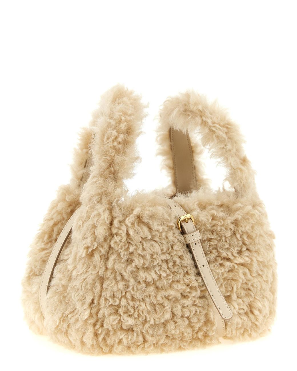 Stella McCartney Natural Shearling Logo Shoulder Bag