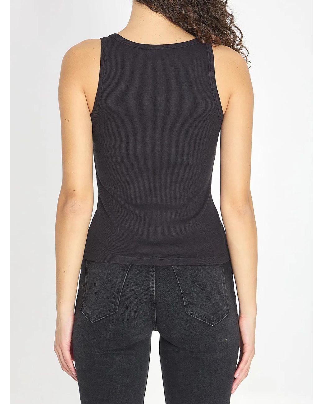 Alaïa Black Alaia Darts Cotton Tank Top