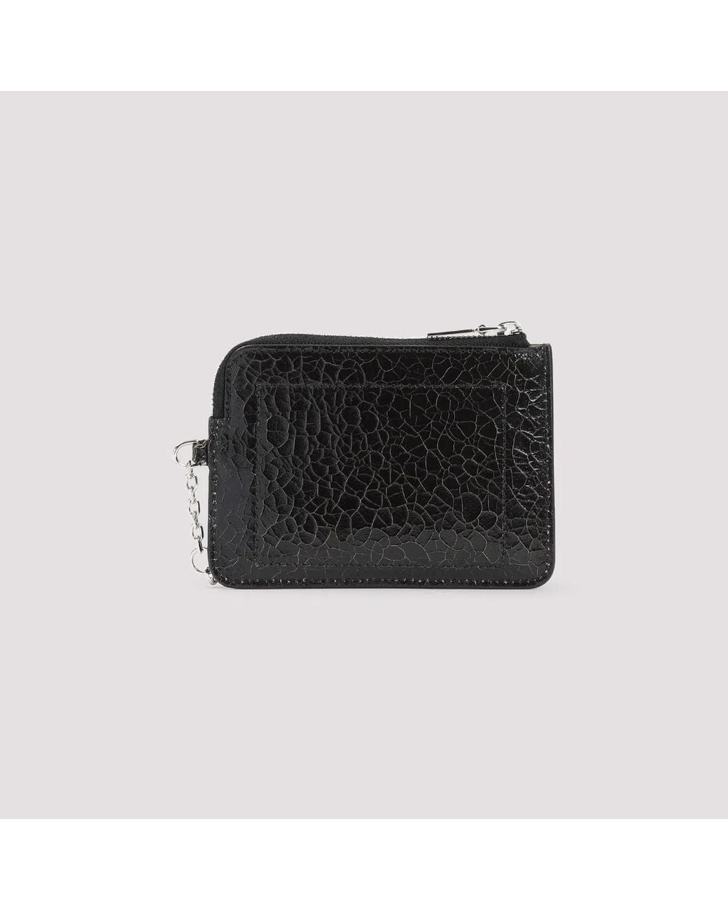 McQueen Black Leather Card Holder for men