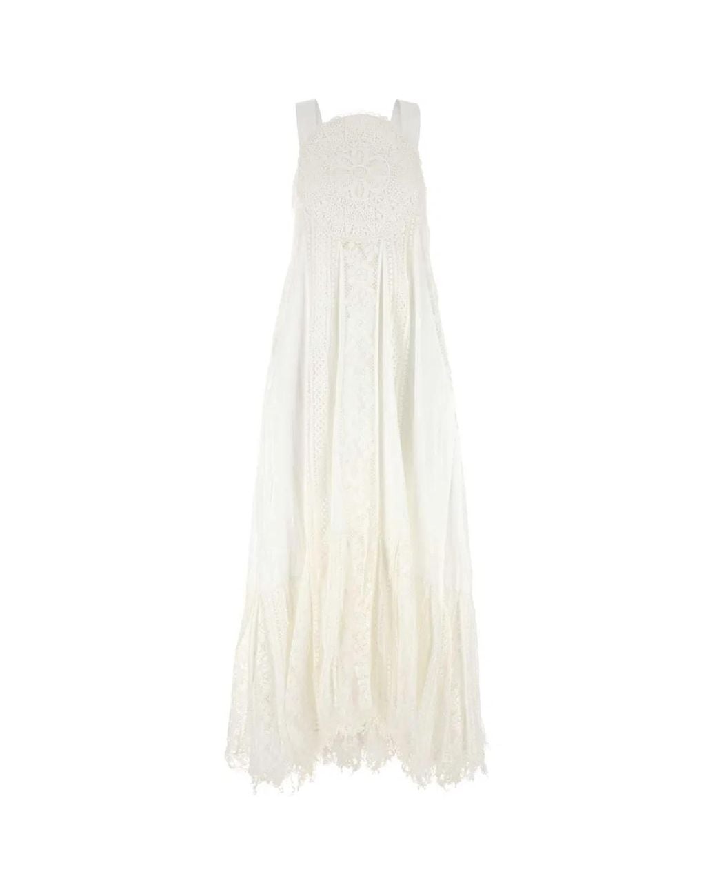 Loewe White Cotton And Lace Paula Ibiza Dress