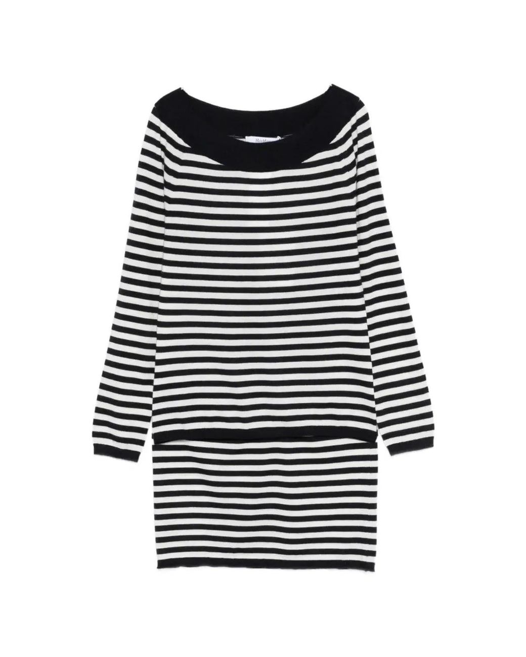 Max Mara Black Lightweight Pure Cashmere Slim Fit Knit Sweater With Boat Neckline