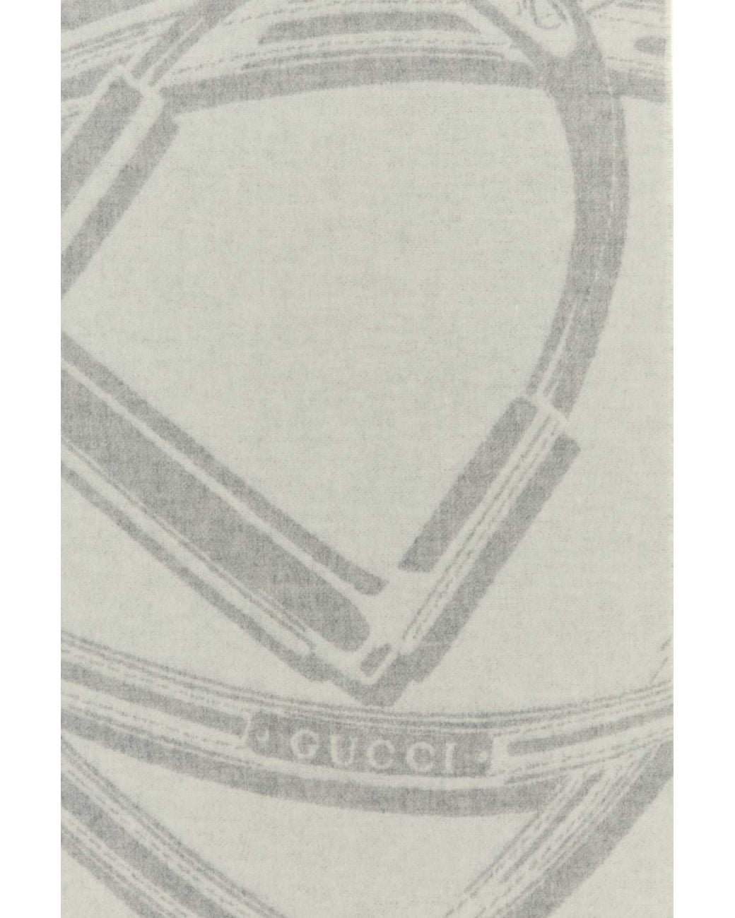 Gucci White Printed Wool Blend Scarf