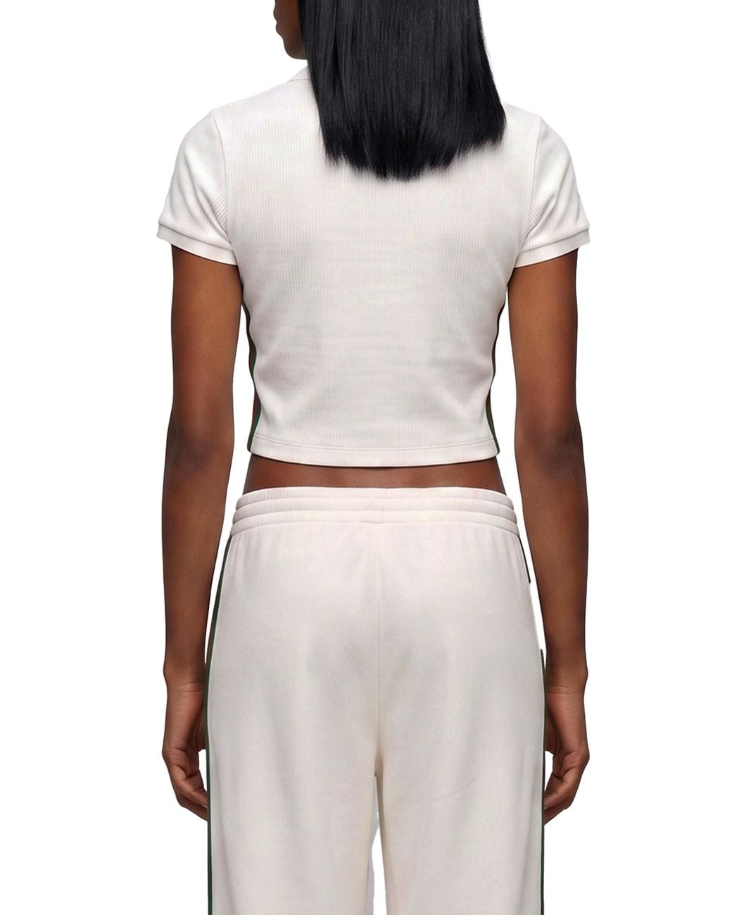Gucci White Cotton Jersey Ribbed Polo With Web